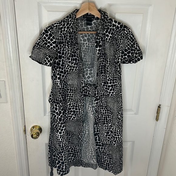 INC International Concepts Black & White Animal Print Belt Shirt Dress Stretch 6 - Picture 1 of 5